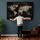 Personalized Push Pin World Map Canvas – Custom Framed