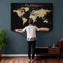 Personalized Push Pin World Map Canvas – Custom Framed