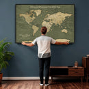 Personalized Push Pin World Map Canvas – Custom Framed