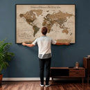 Personalized Push Pin World Map Canvas – Custom Framed