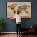 Personalized Push Pin World Map Canvas – Custom Framed