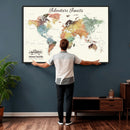 Custom Push Pin World Map Wall Art Canvas Print –
