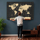 Personalized World Map Wall Art Canvas Print – Custom Push