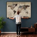 Customize Push Pin World Map Wall Art Canvas Print –