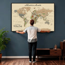 Custom Push Pin World Map Wall Art Canvas Print – Custom