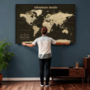 Custom Push Pin World Map Wall Art Canvas Print –