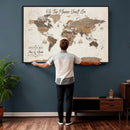 Personalized World Map Wall Art Canvas Print – Custom Push