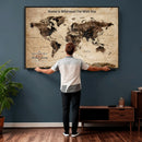 Personalized Framed World Map Wall Art Canvas Print – Custom