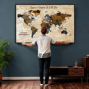 Vintage Custom World Map Canvas Wall Art – Custom Framed