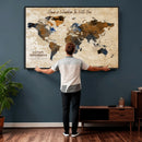 Vintage Custom World Map Canvas Wall Art – Custom Framed