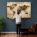 Personalized World Map Canvas Wall Art – Custom Framed Push