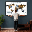 Personalize World Map Canvas Wall Art – Framed Custom Push