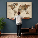 World Map Canvas Print – Framed Detailed Map of the World