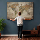 World Map Canvas Print – Framed Travel Map Wall Art for