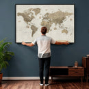 Detailed World Map Wall Art Canvas Print