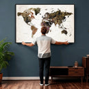 Watercolor World Map Print - Large Wall Art Canvas Print for