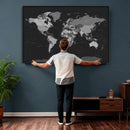 Black World Map Wall Art Canvas Print – Detailed Map of the by MyGreatCanvas | Canvas Wall Art Prints | Photo Prints & Wall Decor