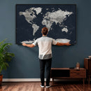 Colorful Watercolor World Map Canvas Print – Vibrant Framed