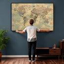Vintage World Map Wall Art | Ready to Hang and Framed