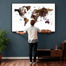 Rustic World Map Wall Art Canvas Print | Large World Map on