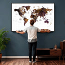 Rustic World Map Wall Art Canvas Print | Large World Map on