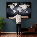 Vintage World Map Canvas Wall Art – Antique Triptych Map