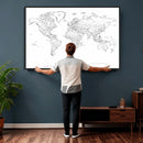 World Map Canvas Print – Framed Modern Detailed Map of the
