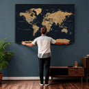 Vintage World Map Earth Globe Countries Oceans Continents