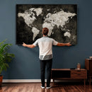 Vintage World Map Wall Art Canvas Print – Framed Large Map