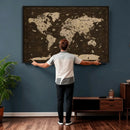 Colorful World Map Canvas Wall Art with Landmarks – Framed by MyGreatCanvas | Canvas Wall Art Prints | Photo Prints & Wall Decor