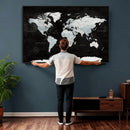 World Map Canvas Print – Framed Push Pin Wall Art, Color by MyGreatCanvas | Canvas Wall Art Prints | Photo Prints & Wall Decor