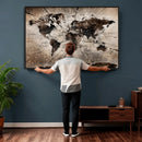 Black and White World Map Canvas Print – Framed Wall Art for by MyGreatCanvas | Canvas Wall Art Prints | Photo Prints & Wall Decor