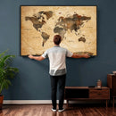 Navy Blue and Gold World Map Canvas Print – Framed Luxury by MyGreatCanvas | Canvas Wall Art Prints | Photo Prints & Wall Decor