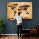 Modern Red and Gray World Map Canvas Print – Framed Wall Art by MyGreatCanvas | Canvas Wall Art Prints | Photo Prints & Wall Decor