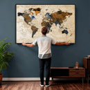 World Map Canvas Print – Framed Travel Map Wall Art for