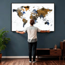 Colorful Watercolor World Map Canvas Wall Art – Framed