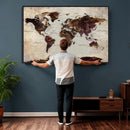 World Map Canvas Triptych – Colorful Global Wall Art for