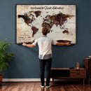 Custom Push Pin Map Wall Art Canvas Print – Personalized