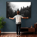 Black White Forest Wall Art Canvas Print, Misty Pine Tree by MyGreatCanvas | Canvas Wall Art Prints | Photo Prints & Wall Decor
