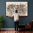 Abstract Cow Longhorn Wall Art Canvas Print for Cabin Decor by MyGreatCanvas | Canvas Wall Art Prints | Photo Prints & Wall Decor