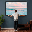 Ocean Wave Wall Art Canvas Print, Pastel Surf Seascape