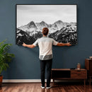 Black and White Mountain Wall Art Canvas Print, Snowy Alpine by MyGreatCanvas | Canvas Wall Art Prints | Photo Prints & Wall Decor