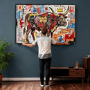 Texas Bull Wall Art Canvas Print, Abstract Graffiti Bull by MyGreatCanvas | Canvas Wall Art Prints | Photo Prints & Wall Decor