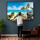 Tropical Beach Wall Art Canvas Print, Palm Tree Ocean by MyGreatCanvas | Canvas Wall Art Prints | Photo Prints & Wall Decor