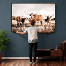 Texas Longhorn Cattle Wall Art Canvas Print, Sepia Western by MyGreatCanvas | Canvas Wall Art Prints | Photo Prints & Wall Decor