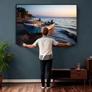 Coastal Fishing Boats Wall Art Canvas Print, Sunset Beach by MyGreatCanvas | Canvas Wall Art Prints | Photo Prints & Wall Decor