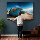 Coastal Fishing Boats Wall Art Canvas Print, Sunset Beach by MyGreatCanvas | Canvas Wall Art Prints | Photo Prints & Wall Decor