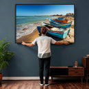 Coastal Fishing Boats Wall Art Canvas Print, Sunset Beach by MyGreatCanvas | Canvas Wall Art Prints | Photo Prints & Wall Decor