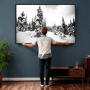 Black and White Snowy Pine Forest Wall Art Canvas Print, by MyGreatCanvas | Canvas Wall Art Prints | Photo Prints & Wall Decor