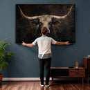 Vintage Longhorn Bull Wall Art Canvas Print – Rustic Western by MyGreatCanvas | Canvas Wall Art Prints | Photo Prints & Wall Decor